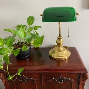 Green Vintage Banker’s Lamp